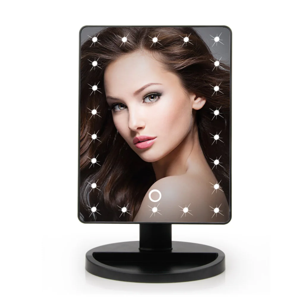 Светодиодный косметическое зеркало 16/22 светодиодный светильник с сенсорным экраном косметическое зеркало с 10х увеличительным зеркалом USB/батарейками - Цвет: 22 Led Black Part