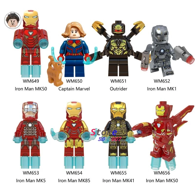 10 комплектов, серия комиксов Marvel, 10 Мстителей, Тор, Железный человек, Человек-паук, Человек-паук, Халк, яд, блоки, игрушки, модель, кирпичи для детей - Цвет: 10Set-WM649-656