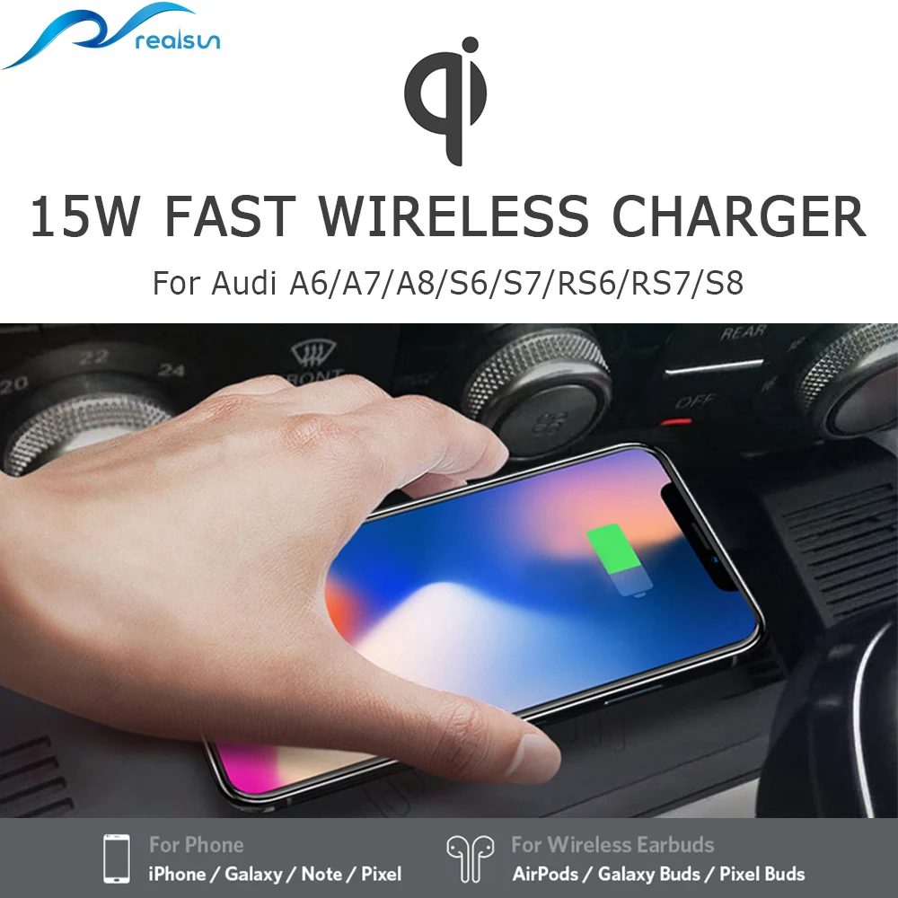 

For Audi A6 C7 RS6 A7 2012-2018 Car 15W New QI Wireless Charger Phone Holder Fast Charging Panel For iPhone 8 iPhone X iPhone 11