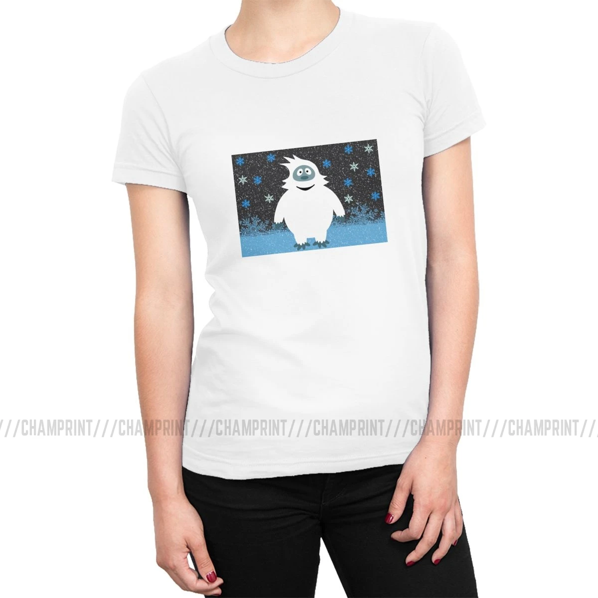 Snowie The Abominable Снеговик футболки женские Монстры футболки Гранж Топы И Футболки в стиле рок Crazy Crew Neck женская одежда - Цвет: Белый