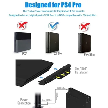 

5-Fan Temperature Control Black Game Console Multifunctional Lightweight Cooling Fan With USB Cable External ABS For PS4 Pro