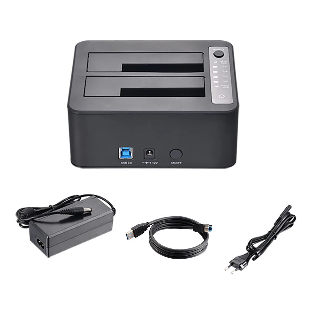 2,5/3,5 дюймов двойной SATA HDD док-станция USB 3,0 внешний корпус с функцией офлайн клона Дубликатор HDD - Цвет: EU Plug