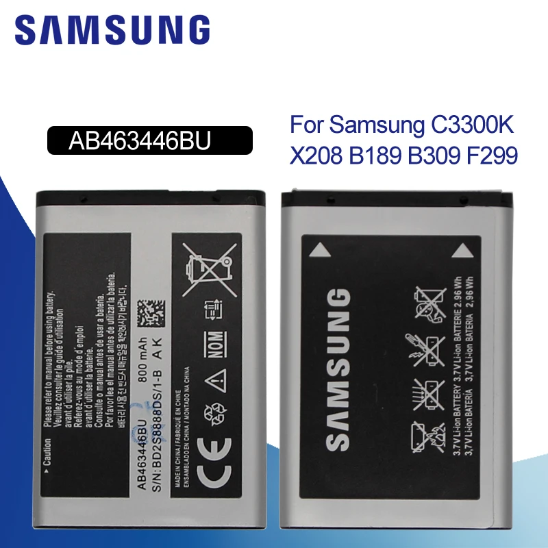 

SAMSUNG Original Phone Battery AB463446BU For Samsung S139 M628 X520 F258 E878 F299 E1200M SGH-B108 GH-M310 SGH-L258 800mAh