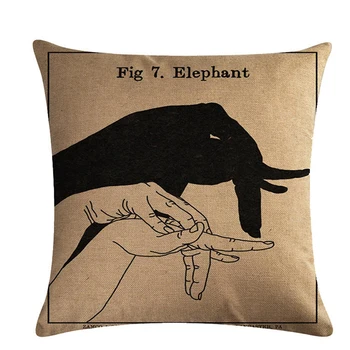 

Hand Shadow Animal Pattern Pillow Case 45*45cm Linen Square Fashion Cushion Cover Home Decor Pillow Cover Car Sofa Decorative