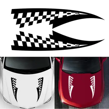 

Vinyl Decal Car-Sticker Black And White Block Racing-Side-Door Car-Body Stripe Engine Hood And 1pcs Totem Car Accessories