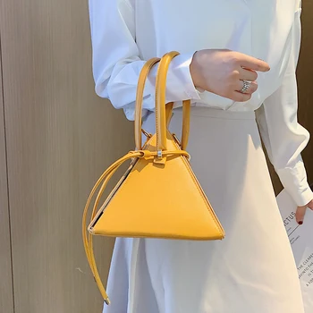 

Fashion Triangle Shape Women Handbags Designer Shoulder Bags Luxury PU Leather Crossbody Bag Lady Drawsting Small Purses Totes
