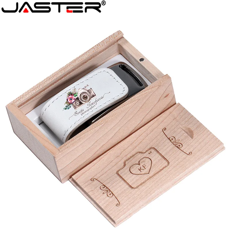 JASTER корпус белый кожаный usb с кленовой коробкой usb 2,0 4 ГБ 8 ГБ 16 ГБ 32 ГБ 64 ГБ флеш-накопитель