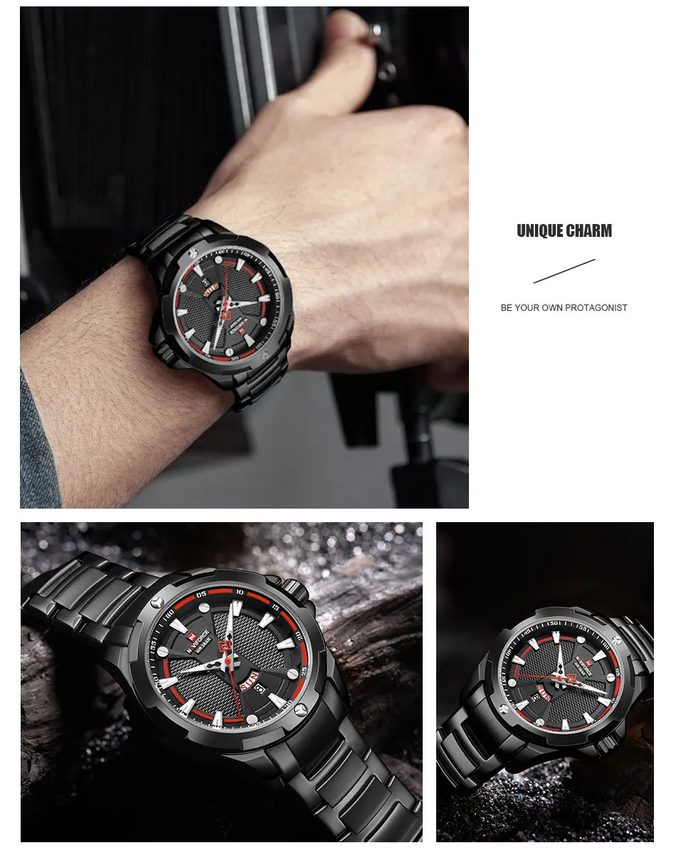 NAVIFORCE мужские часы Топ люксовый бренд мужские водонепроницаемые кварцевые часы из нержавеющей стали аналоговые с указанием даты Мужские часы Relogio Masculino