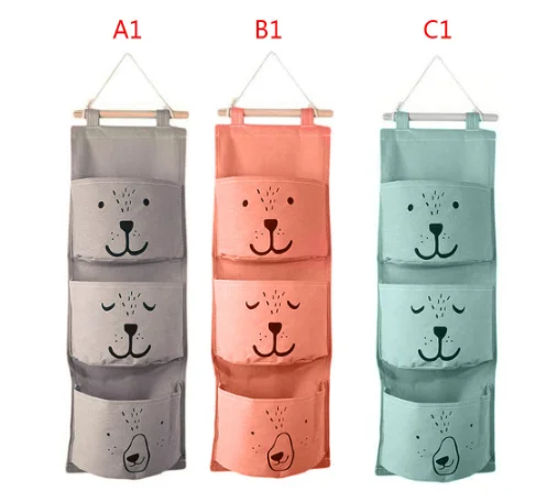 Симпатичная настенная сумка для хранения с 3 карманами органайзер детской