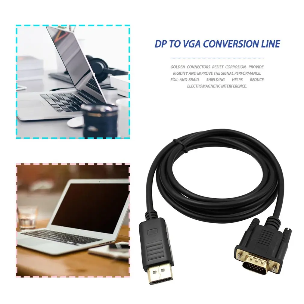 1,8 м Mini DisplayPort to VGA кабель адаптер Full HD 1080P папа-мама DP To VGA конвертер кабель для MacBook HDTV проектор