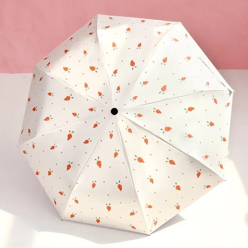 YADA INS Fashion Cartoon Carrot Umbrella Parasol Rainy Three Folding Umbrellas For Women Men UV Windproof DIY Umbrellas YD200033