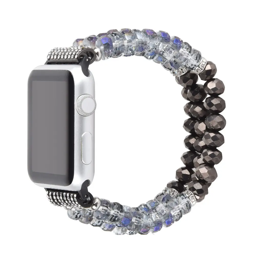 С блестящими стразами и жемчугом ремешок для наручных часов Apple Watch Series 5 4 3 2 1 кожаный ювелирный Хрустальный Браслет для наручных часов iWatch 38/40 мм/42 44 мм ремешок для часов