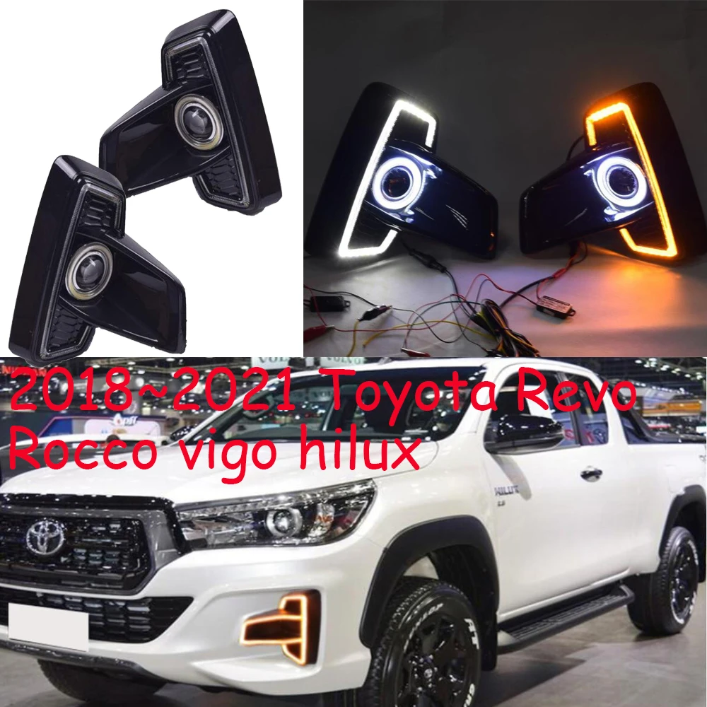 

Фары дневного света для автомобиля Hilux vigo, противотуманные фасветильник Revo Rocco 2018 ~ 2021y DRL, автомобильные аксессуары, светодиодные фары