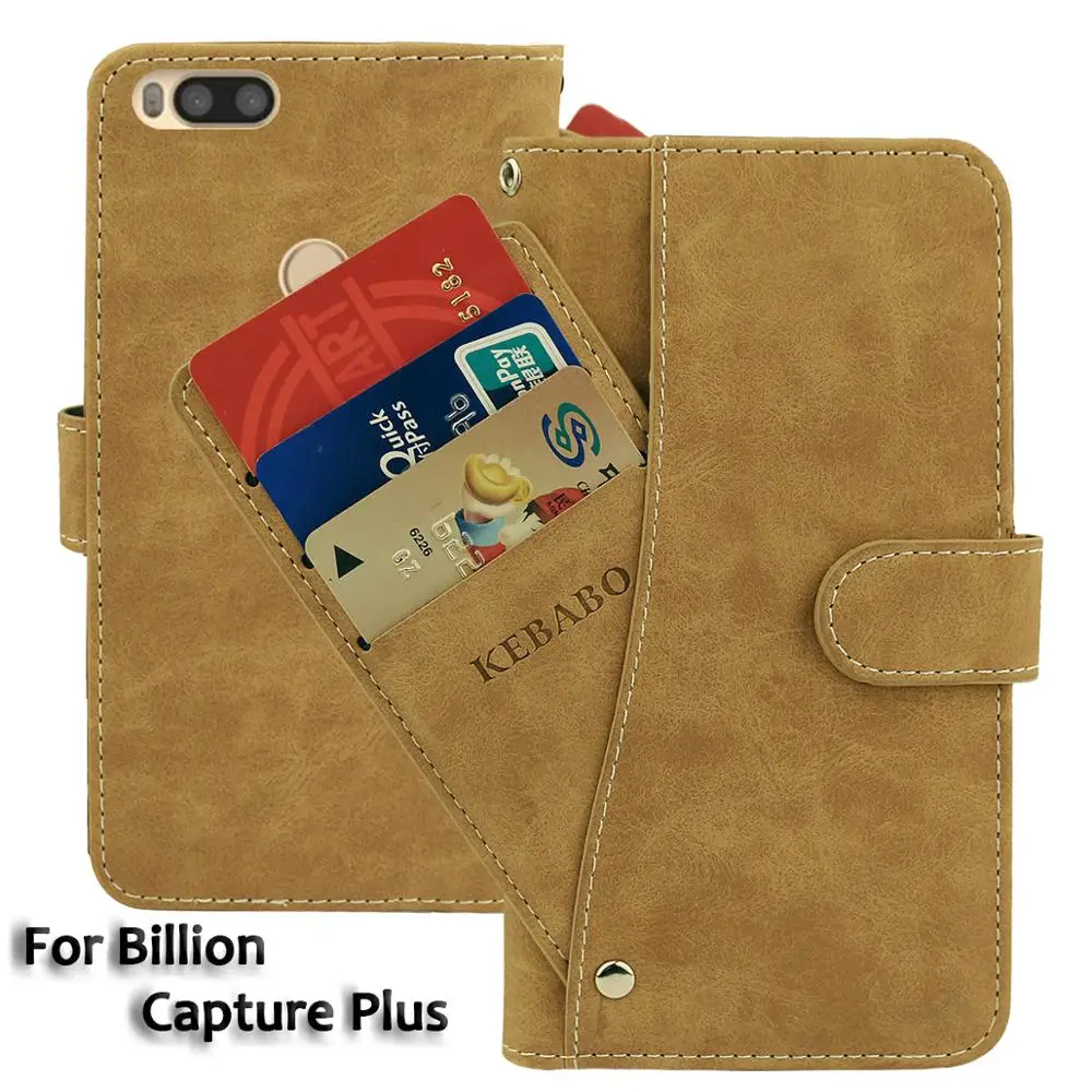 

Vintage Leather Wallet Billion Capture Plus Case 5.5" Flip Luxury Card Slots Cover Magnet Stand Phone Protective Bags