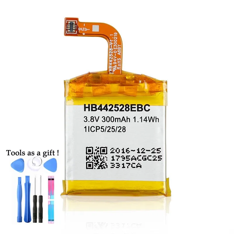 Original battery HB442528EBC for HUAWEI Watch 1 Watch1 Li Polymer Rechargeable Bateria Replacement 1ICP5/25/28 3.8V 300mAh
