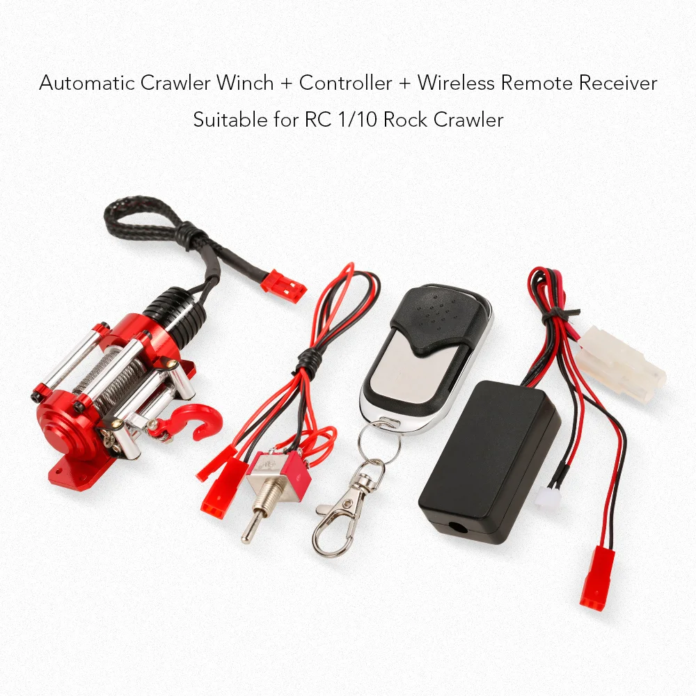 

1:10 RC Car Steel Wired Crawler Winch Control System Wireless Remote Receiver for Traxxas HSP Redcat HPI TAMIYA CC01 Axial SCX