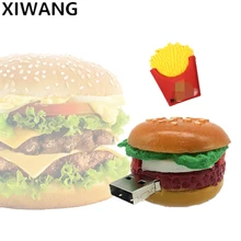 USB флеш-накопитель 32 Гб 64 ГБ флеш-накопитель 4 ГБ 8 ГБ креативный 16 ГБ флеш-накопитель 128 ГБ мультяшная карта фри бургер usb флешка 2,0 милый гамбургер подарок
