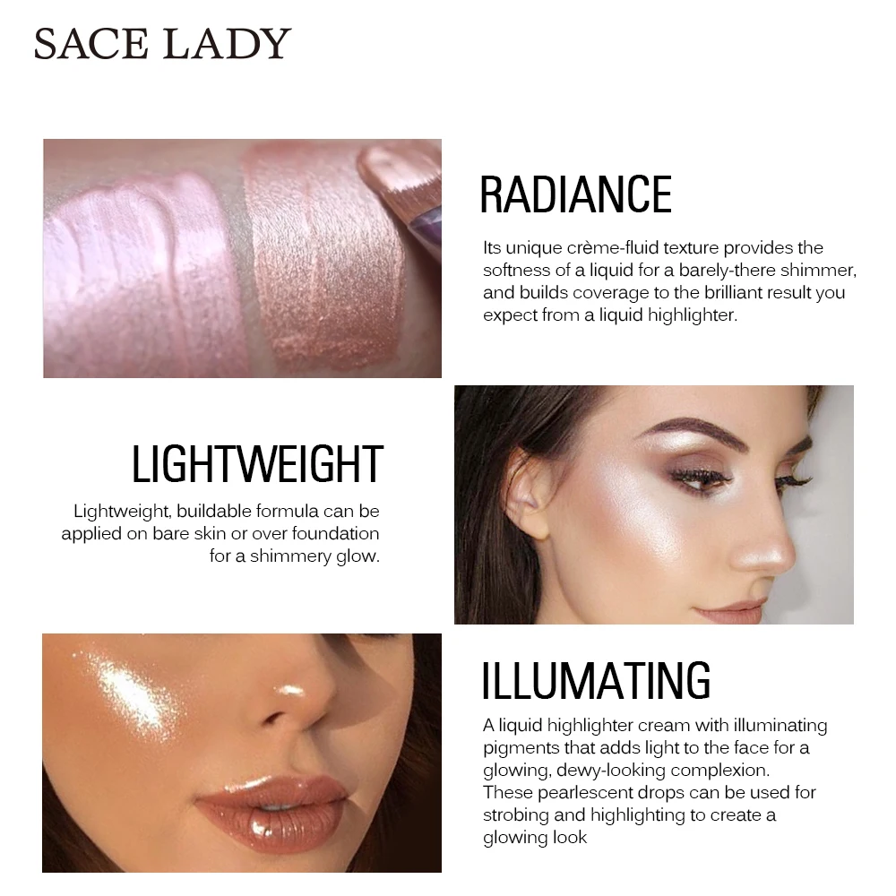 SACE LADY крем Хайлайтер для лица жидкий осветитель макияж Shimmer Glow Kit Макияж