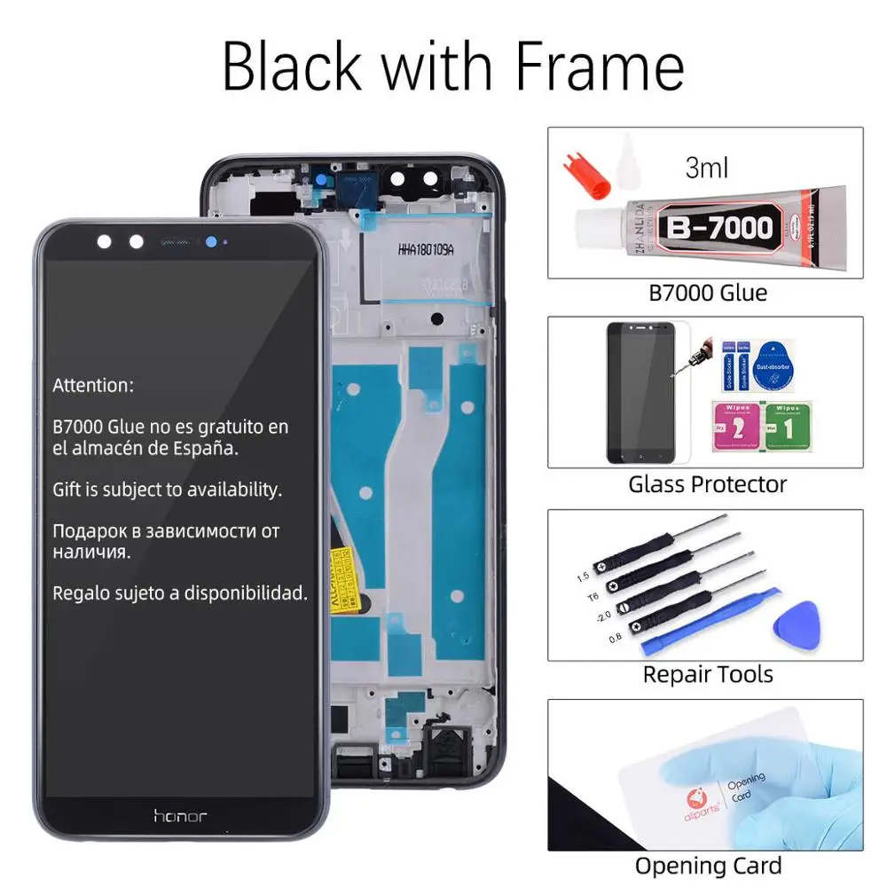 Black with Frame Дисплей для HUAWEI Honor 9 Lite lld-al00 al10 tl10 LCD в сборе с тачскрином на рамке 5.65'' черный белый золото серый синий - Цвет: Black with Frame