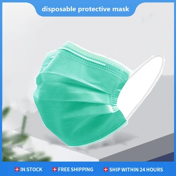 

in stock Anti Dust Green Mouth Face Masks 3 filter ply Mascherine Anti-droplet Mascarillas Protection Disposable Mouth Face mask