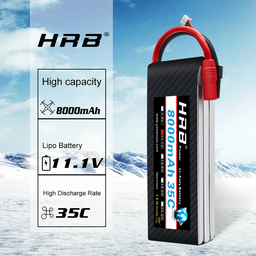 HRB 3S Lipo батарея 11,1 V 8000mah 35C XT60 T Deans AS150 Разъем для RC Квадрокоптер самолеты автомобили лодка дроны