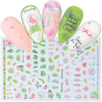 

Nail Stickers Green Leaf Flamingo Flowers Cactus 3D Self Adhesive Decals Nail Art Decorations Wraps Flakes Sliders DIY Manicure