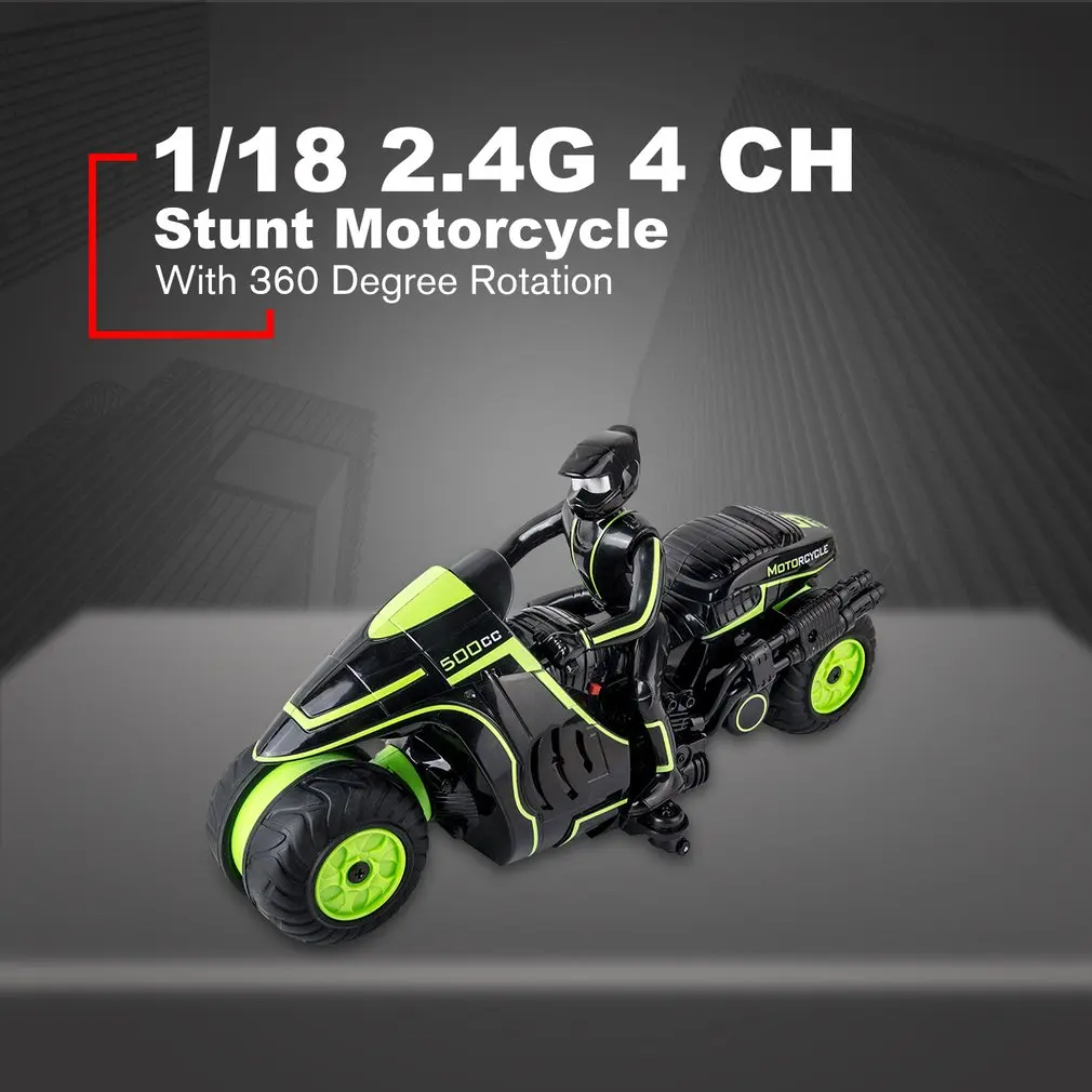 

1:18 2.4Ghz Racing 4 Channel RC 2 Wheels Rapid Drift 360 Degree Rotation Remote Control Stunt Motorcycle Eelectric Vehicle