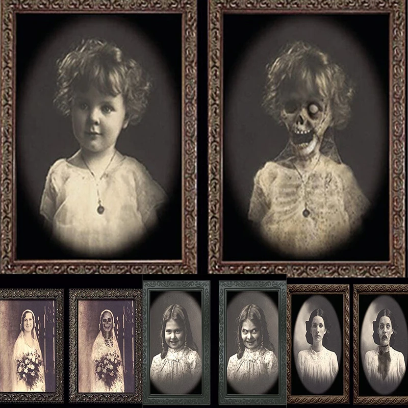 38*25cm 3D Ghost Photo Frame Horror Picture Album Pictures Frames Changing Face Ghost Halloween Party Decoration Halloween Props