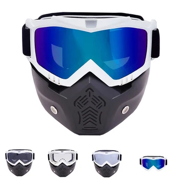 

Ski Goggles Snowmobile Outdoor Sport Snow Skiing Snowboard Motocross Goggles Protection Eyewear with Removable Mask Mouth Filter