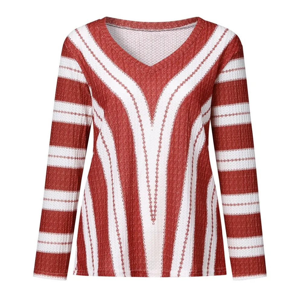 New Women Deep V Striped Thin Sweater Autumn Knitwear Tops Casual Long Sleeve Shirt Jumper Pull Femme Knitted Pullover Blusas