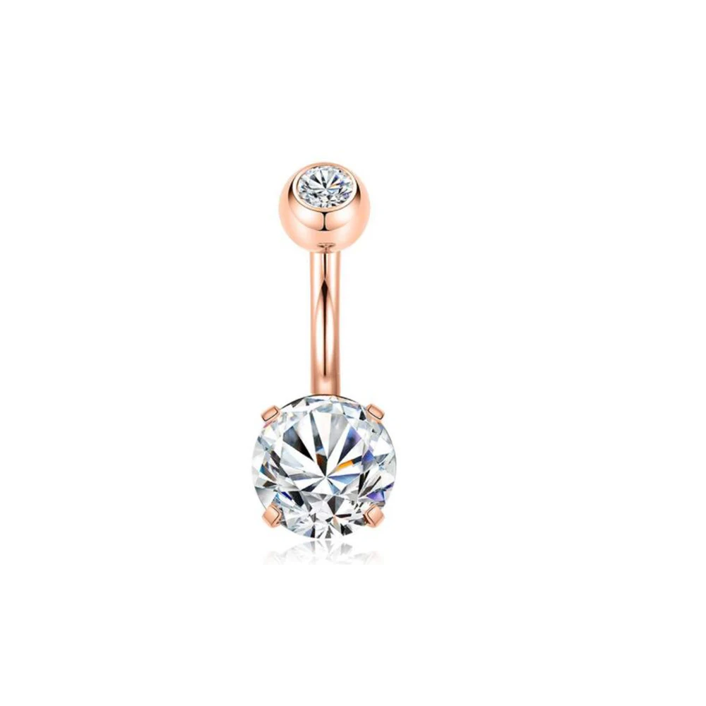 rose zircon 1 шт стальная пупка пирсинг сексуальный пирсинг-серьги для пупка Кнопка кольца номбрил пирсинг уха Ombligo навелпирсинг ювелирные изделия для тела - Окраска металла: rose zircon
