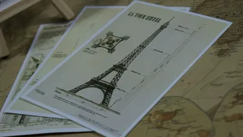 

2016 Real New Arrival Architectural Drawings Painted Postcards Statue Of Liberty Eiffel Tower / 4 Cards Each Postcard World Map
