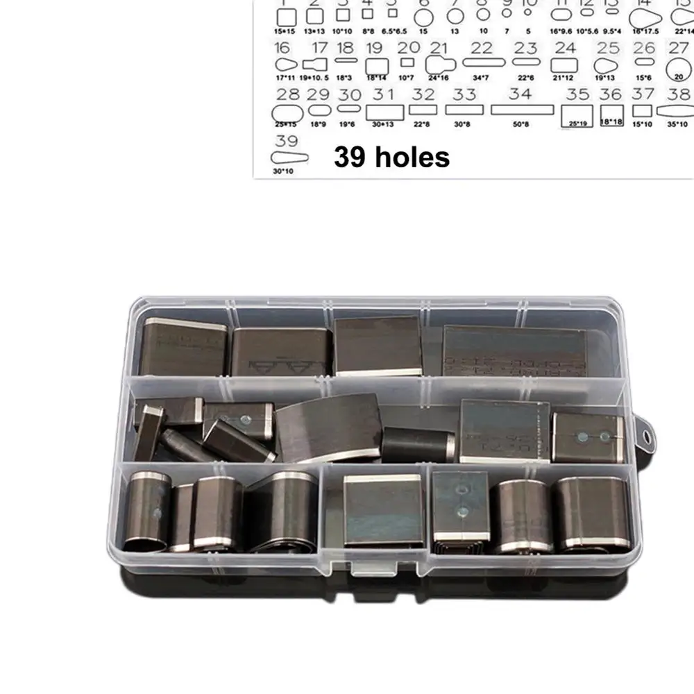 Leather Hole Punch 24/39/52/55Pcs Shaped Style One Hole Hollow Punch Cutter Set Punching Tool for Leather Belt Phone Holster Leather Craft DIY Tool