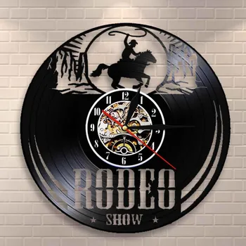 

Freedom Rider Rodeo Guy Wall Wall Clock Wild Rodeo Life Cowboy Vinyl Record Wall Clock Vintage Western Equestrian Riding Clock