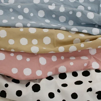 

2020 New Size Dot Prints Cotton Fabric Women 's Girl 's Shirt Dress Jacquard Washed Cotton