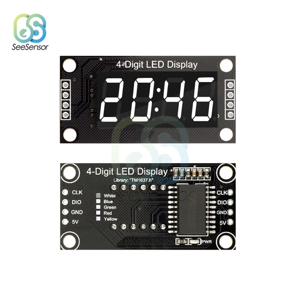 0,36 дюймов TM1637 4 битов цифровой светодиодный дисплей модуль трубки десятичный 7 сегментов с часами для arduino - Цвет: White
