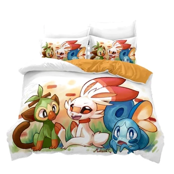 

Pokemon 3d Cartoon Printed Bedding Set Duvet Cover Set Pillowcase 2/3pcs Bedclothes Bed Linen Twin Full Queen King Drop Shipping