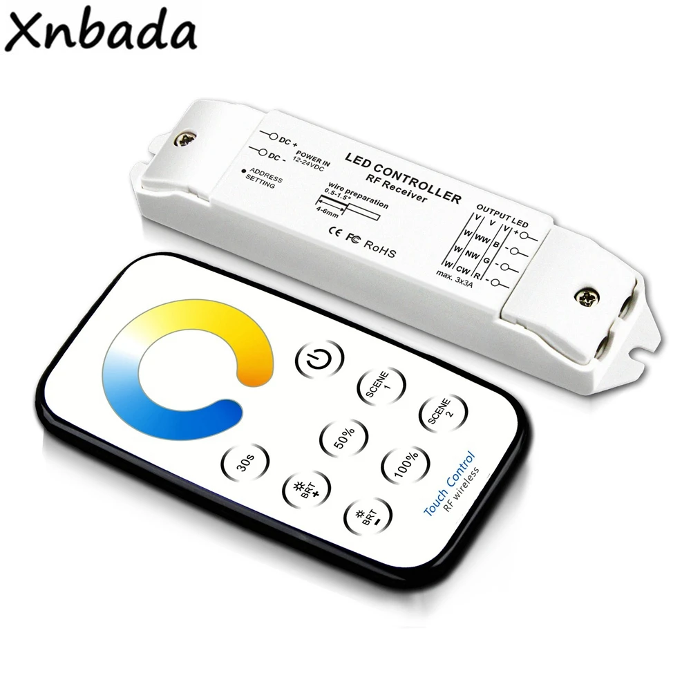 Bincolor T5+ R3 CCT сенсорный контроллер CW-NW-WW Светодиодная лента контроллер RF беспроводной пульт дистанционного DC12V-24V 5A* 3CH