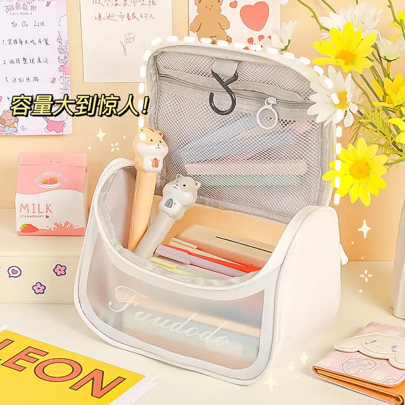 

Bag high-quality transparent ins Japanese super-capacity pencil box stationery bag storage bag for boys and girls