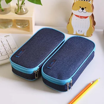 

Creative Canvas Pencil Case Large Storage Pen Bag Simple Style Zipper Pencil Bag for Boys&Girls School Stationery Supplies