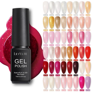

LILYCUTE 7ml Gel Nail Polish Glitter Shinning Semi Permanent Soak Off UV Gel Varnish Long Lasting Nail Gel DIY Nail Gel Polish