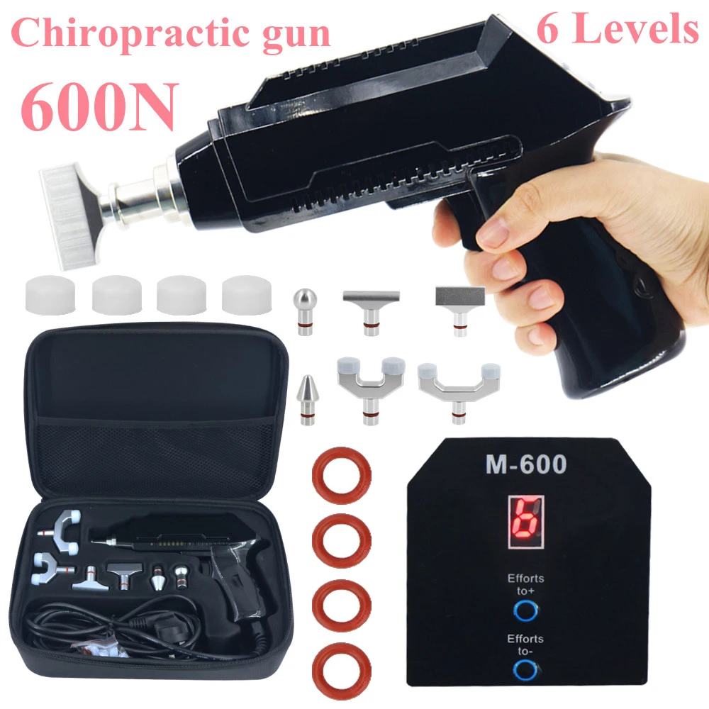 

New Electric Correction Gun Chiropractic Adjusting Tool Therapy Spine Impulse Massager 10 Levels 6 Heads Cervica Correction Gun