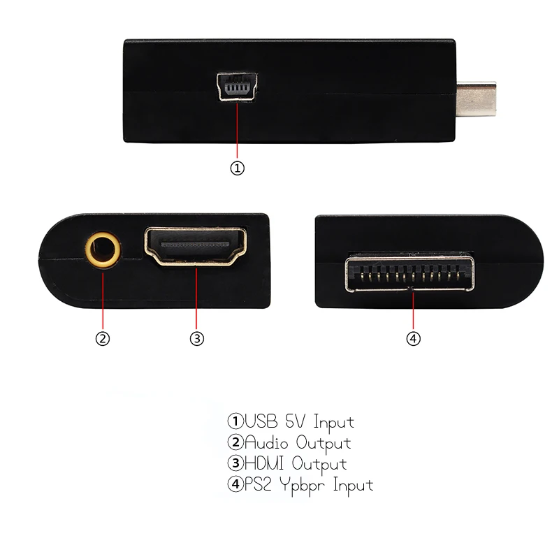 For PS2 to HDMI 480i/480p/576i Ypbpr USB 5V Audio Video Converter Adapter with 3.5mm Audio Output Support All PS 2