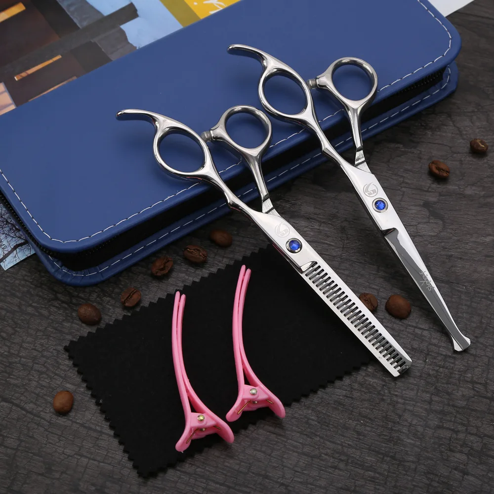 6 Inch Safe Design Barber Hair Cutting Scissors 440C Professional Stainless Steel Hair Thinning Shears for Kids/Salon/Home