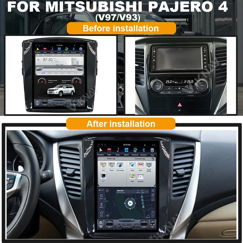 

Android System vertical screen car GPS navigation For-Mitsubishi Pajero 4 V97 V93 multimedia player head unit tape recorder