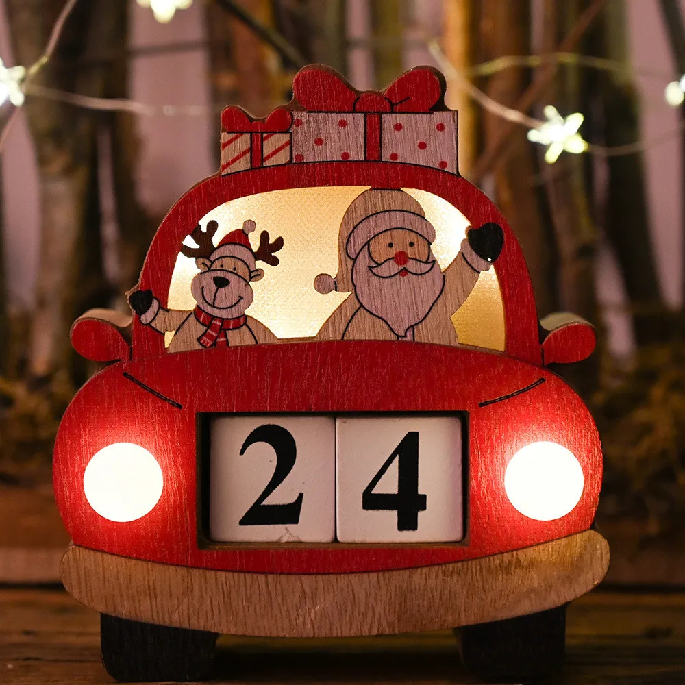 Рождественский календарь для автомобилей с светильник s деревянные украшения Деревянный креативный реквизит декоративный светильник с календарем Navidad YL5
