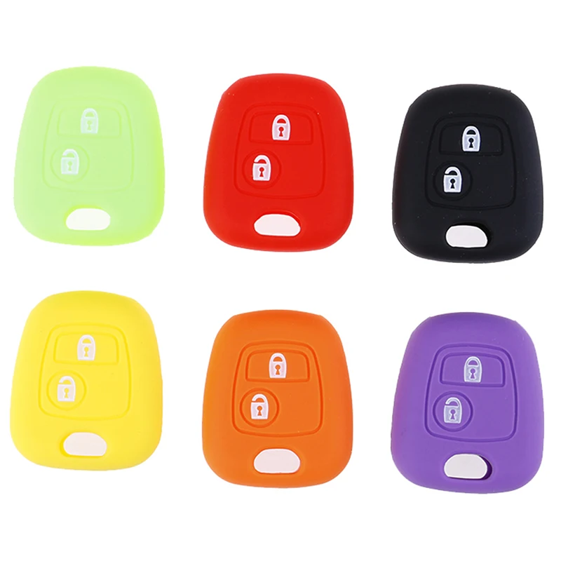 

2 Buttons Silicone Rubber Car Remote Key Case Cover For 107 206 307 207 408 Key Protector Holder Shell