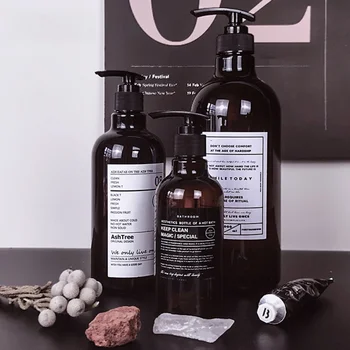 

Nordic Style Brown Bath Refillable Bottle 250/500ml Shower Gel Shampoo Press Bottle Shower Gel Refillable Bath Storage Bottles