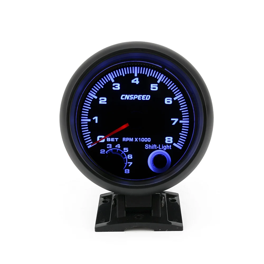 

80mm Racing Car 0-8000 RPM Blue LED Adjustable Tachometer RPM Gauge Shift Light 4 6 8 Cylinder YC100139-CN