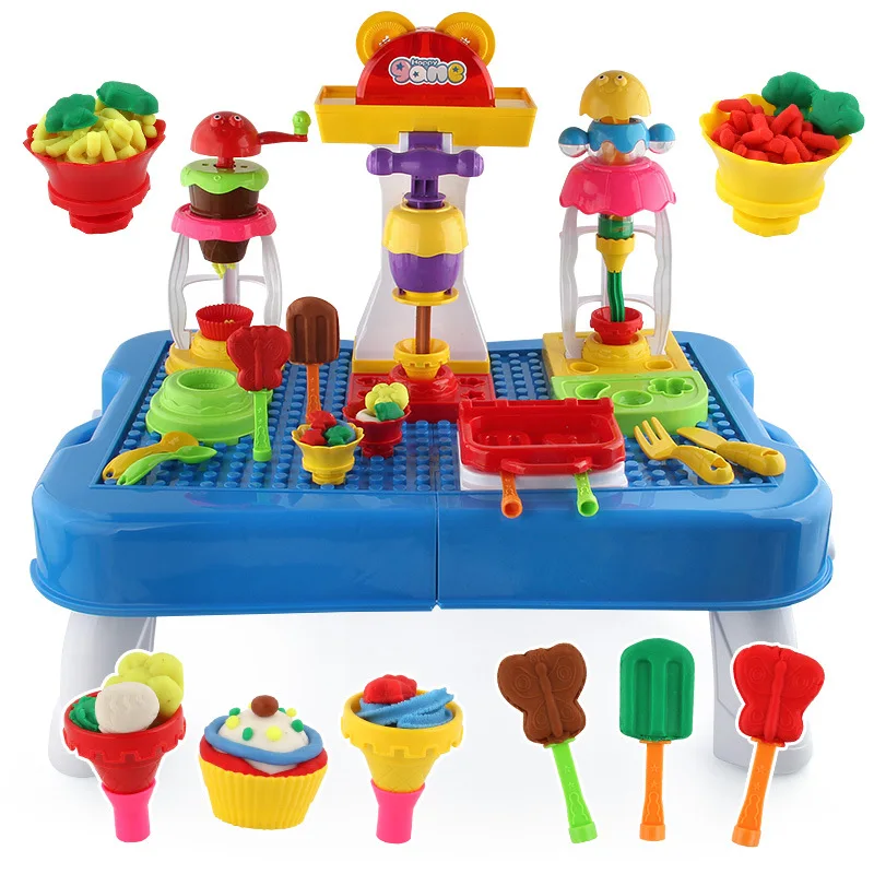 

Children Play House Toy Set Kitchen Ice Cream Colored Clay Storage Suitcase 9903 Multi-functional Toy Table